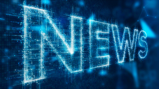 3d illustration text of news on abstract background