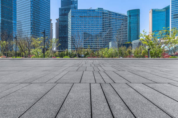 istock Empty brick floor with city skyline background in shanghai 869937242