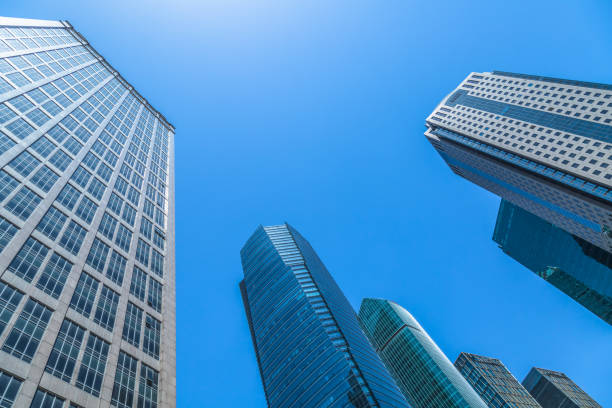 istock Low angle view of shanghai skyline and skyscrapers 869937646