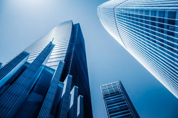 istock Low angle view of shanghai skyline and skyscrapers 869939748