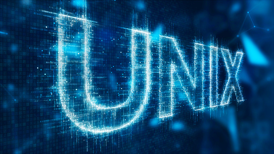 3d illustration text of unix on abstract background