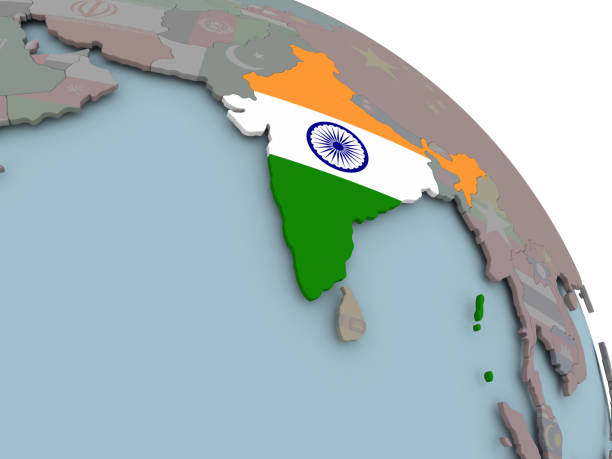 istock Map of India with flag 869939962