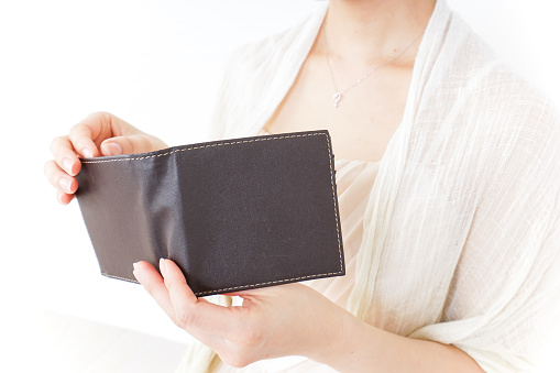 woman checking her wallet