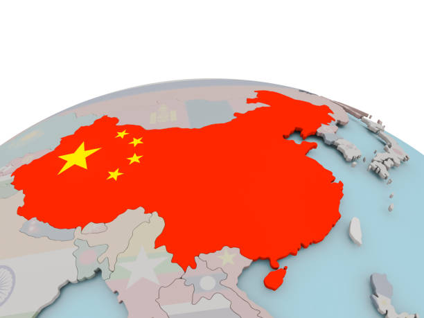 istock Political map of China on globe with flag 869940372