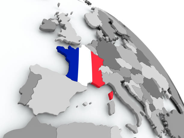 istock Map of France with flag on globe 869943850