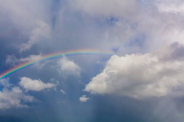 istock Beautiful clouds and vivid rainbow in the sky 869946576