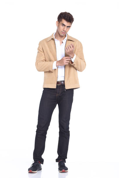 istock Figure, Business Man Stand in dark Blue Black Suit 869950996