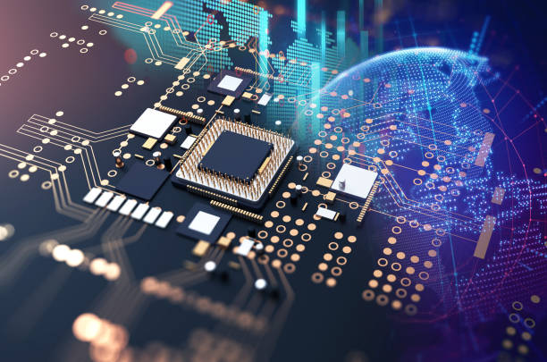 istock 3d rendering  of futuristic blue circuit board 869953990