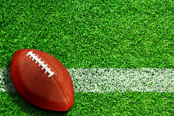 istock Football on Field With Copy Space 869956492