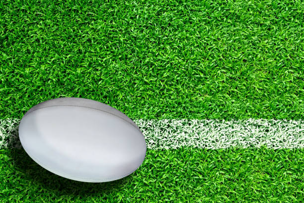 American Football -Football sitting on grass field