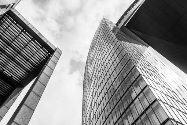istock Low angle view of skyscrapers architectural glass 869964398