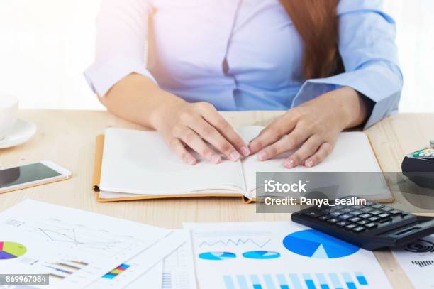 The Above View Of Business Womanworking Stock Photo - Download Image Now - Adult, Advice, Analyzing
