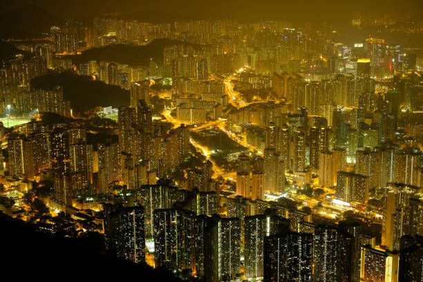 Viewpoint of Hong Kong Residential Area from Lion Rock Hill.