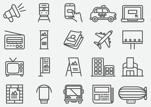 Advertising and Media Line Icons