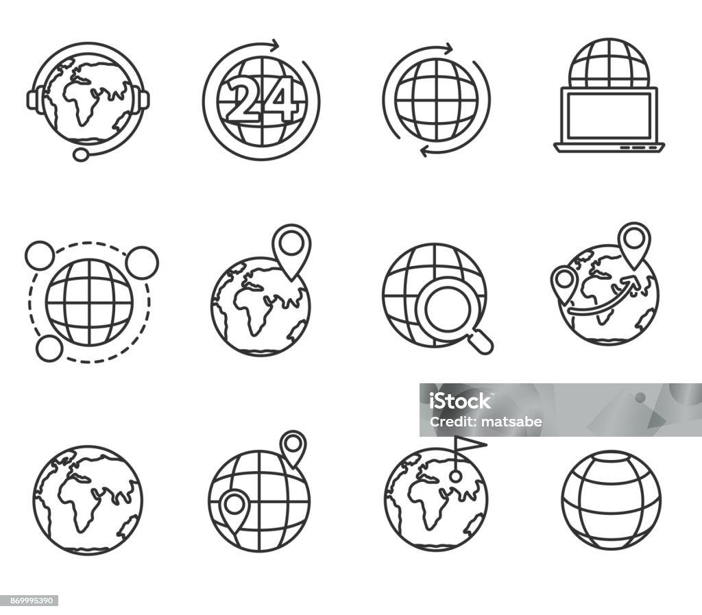 conjunto de iconos de planetas. - arte vectorial de Globo terráqueo libre de derechos