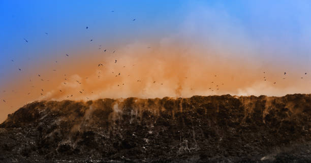 Large heap of garbage dump stock photo