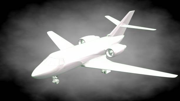 istock 3d rendering of a reflective airplane with green outlined lines as blueprint on dark background 870005868
