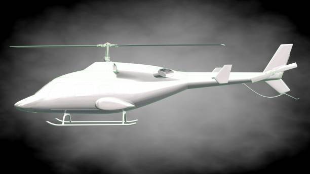 istock 3d rendering of a reflective  helicopter with green outlined lines as blueprint on dark background 870006408