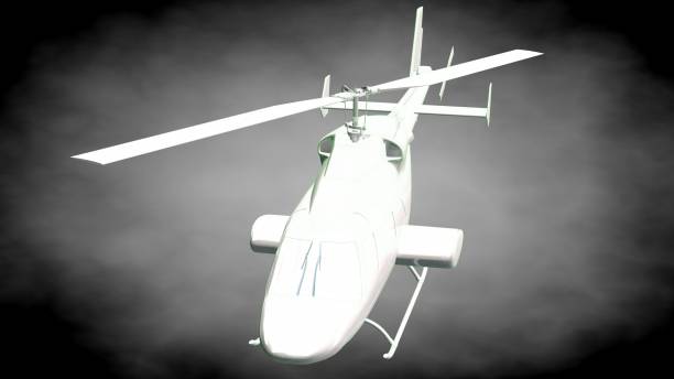 istock 3d rendering of a reflective  helicopter with green outlined lines as blueprint on dark background 870008524
