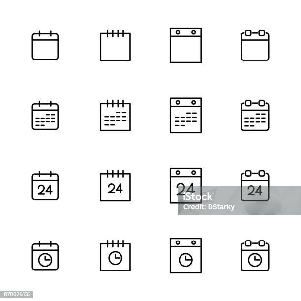 Simple Collection Of Calendar Related Line Icons Stock Illustration - Download Image Now - Icon Symbol, Calendar, Calendar Date
