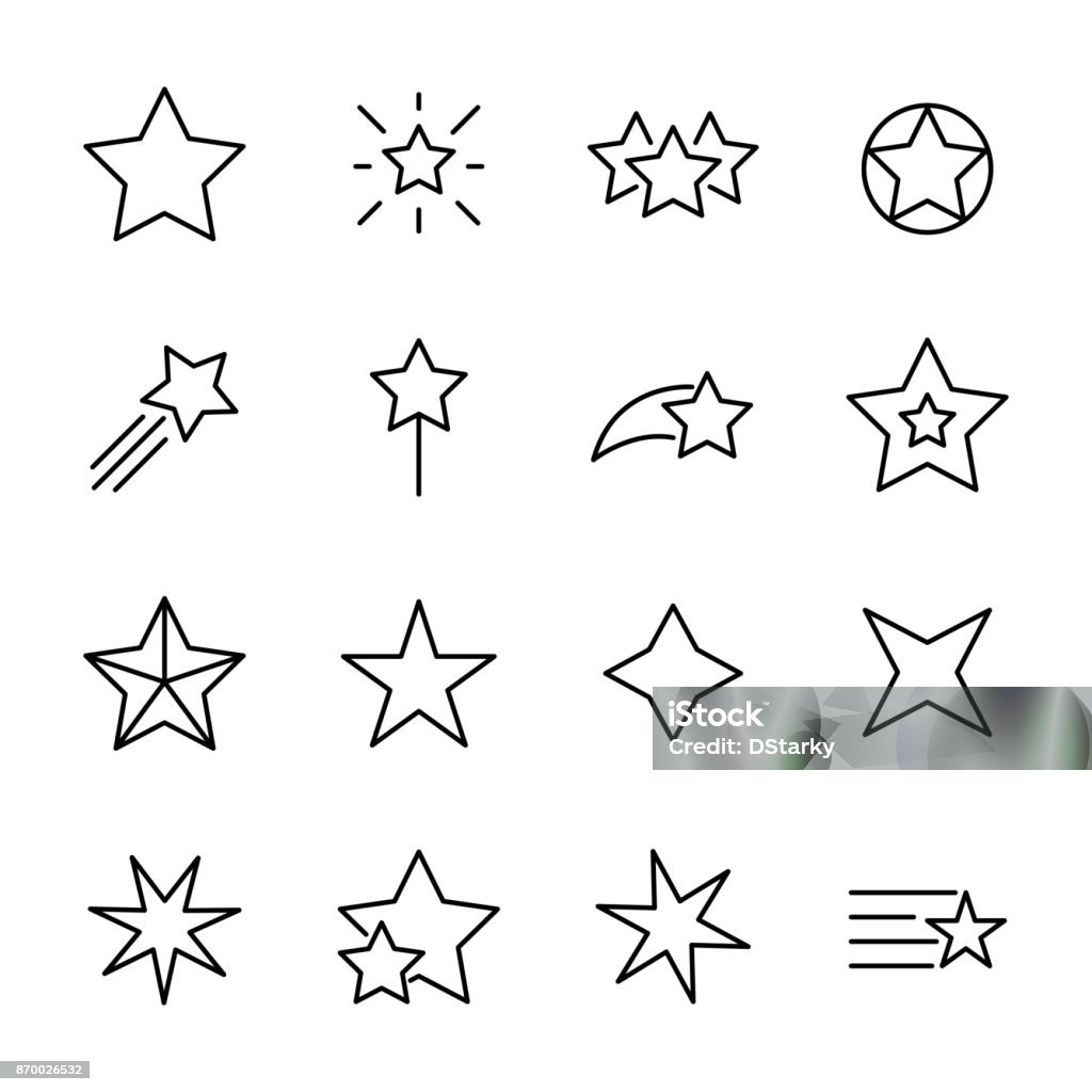 Premium set de iconos de la línea de la estrella. - arte vectorial de Forma de Estrella libre de derechos