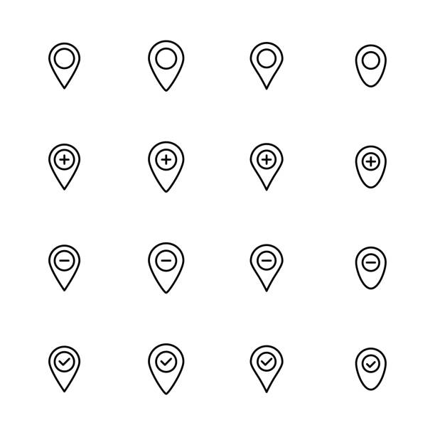 Premium set of map pin line icons. Premium set of map pin line icons. Simple pictograms pack. Stroke vector illustration on a white background. Modern outline style icons collection. pine log state forest stock illustrations