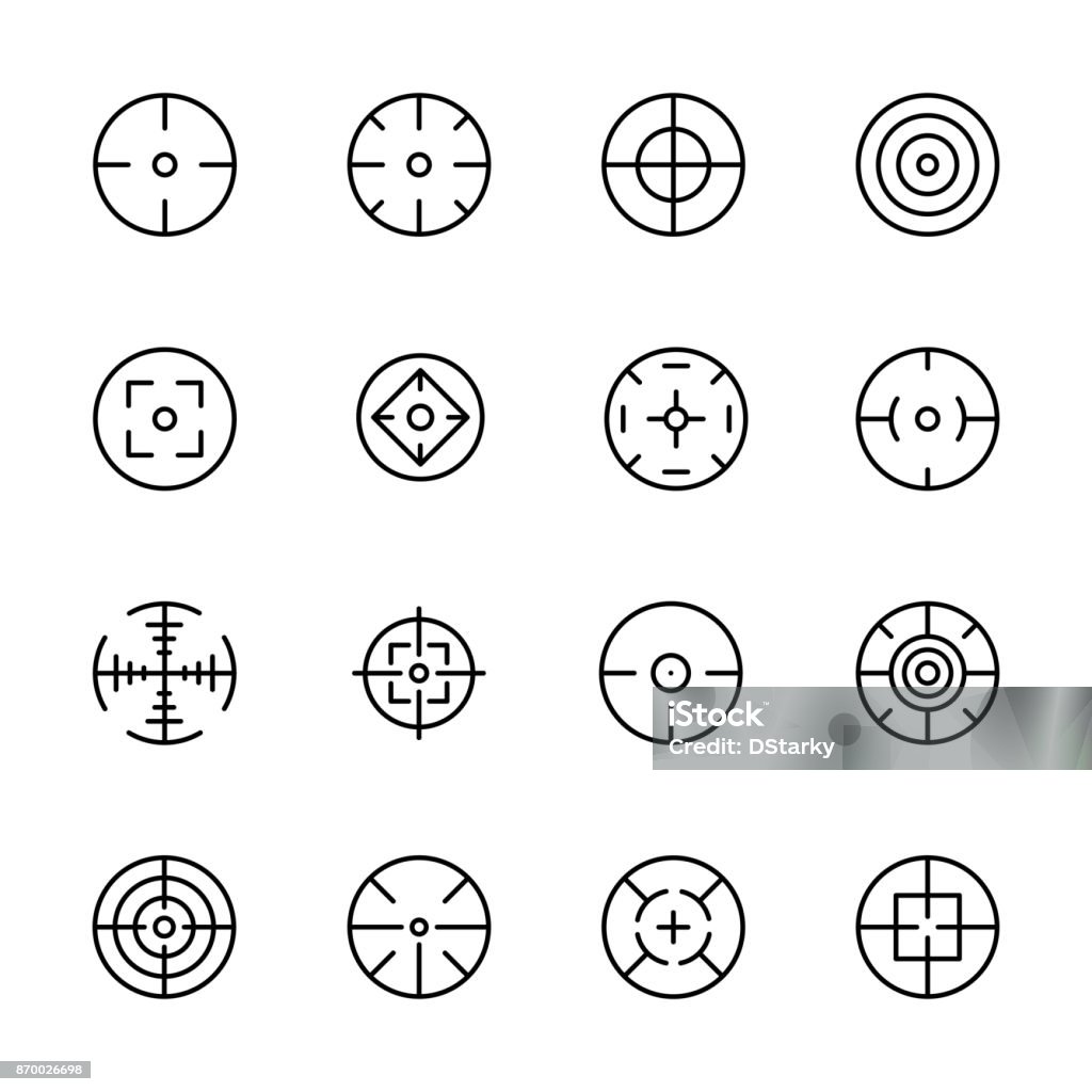 Simple set of crosshair related outline icons. Simple set of crosshair related outline icons. Elements for mobile concept and web apps. Thin line vector icons for website design and development, app development. Premium pack. Rifle stock vector
