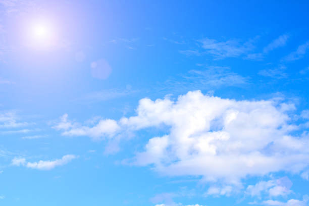 istock Blue sky with white clouds. rain clouds and sunshine on sunny summer or spring day. 870027194