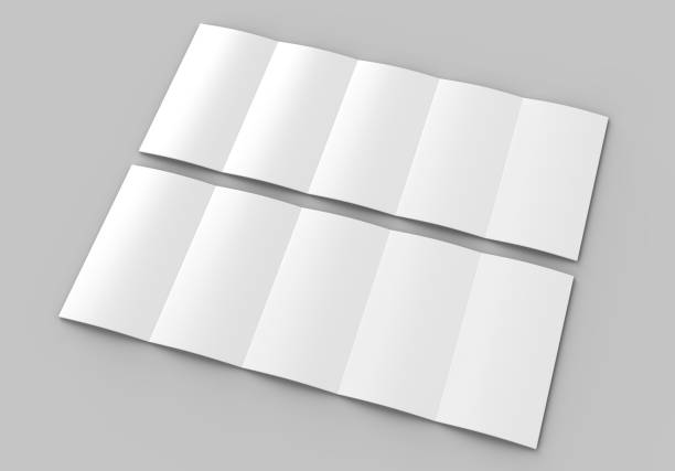 istock Accordion fold brochure, ten page leaflet, concertina fold. blank white 3d render illustration. 870030164