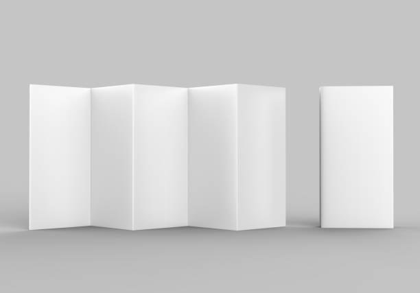istock Accordion fold brochure, ten page leaflet, concertina fold. blank white 3d render illustration. 870030862