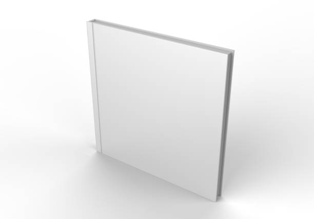 istock Blank square book and magazine cover template with pages in front side standing on white surface Perspective view 870031050