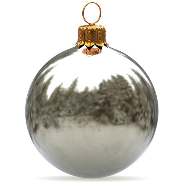 istock Christmas ball white silver decoration bauble closeup 870035932