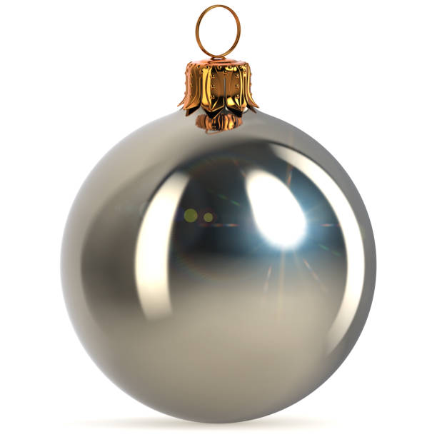istock Christmas ball silver white metallic decoration closeup 870036130