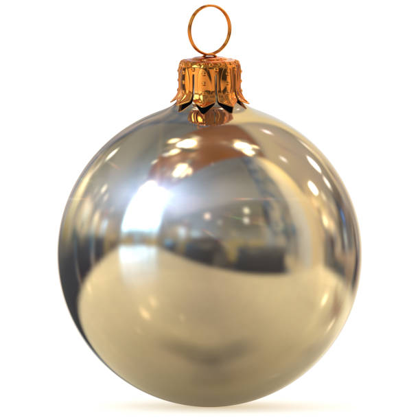 istock Christmas ball silver chrome decoration closeup 870040524