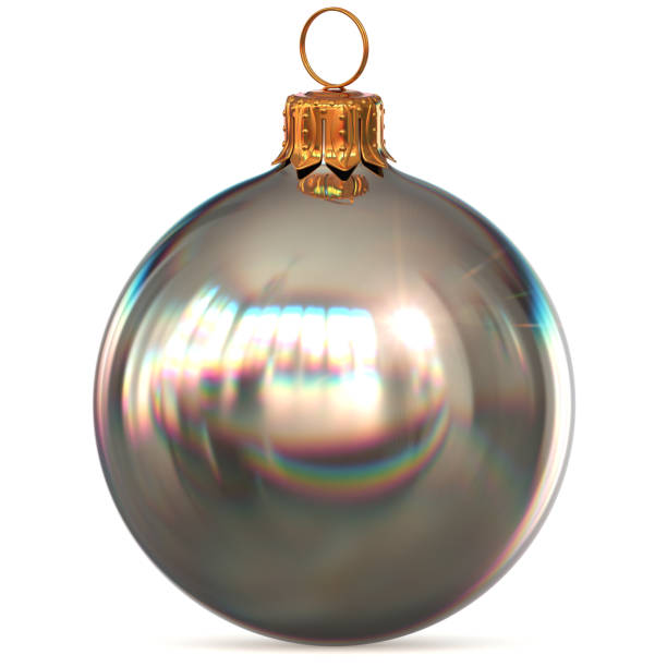 istock Christmas ball decoration silver white bauble closeup 870040790