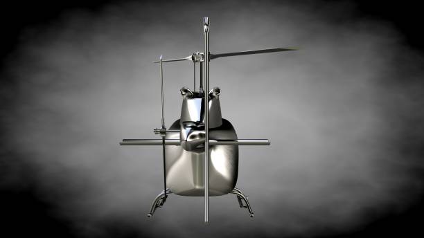 istock 3d rendering of a metalic reflective helicopter on a dark background 870044916