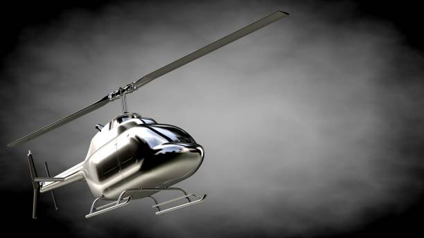 istock 3d rendering of a metalic reflective helicopter on a dark background 870045028