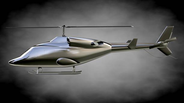 istock 3d rendering of a metalic reflective helicopter on a dark background 870045414
