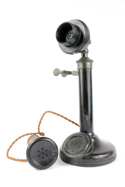 Old Fashioned Telephone and Receiver on White Background