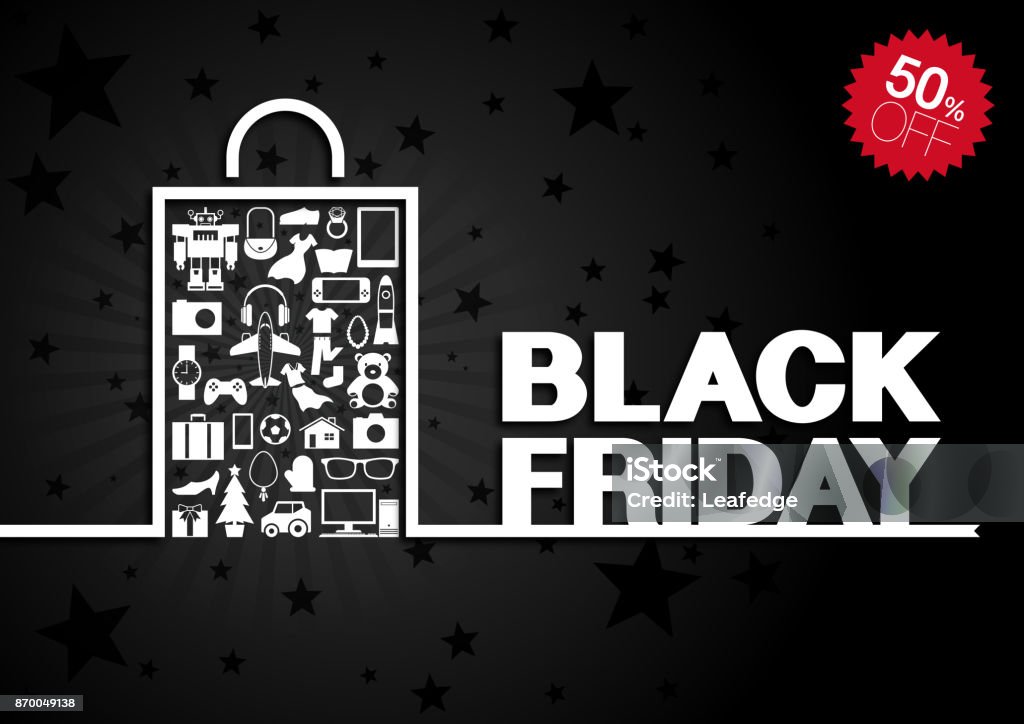 Black Friday background [Goods in paper bag] This illustration is a background of the text for "Black Friday". Poster stock vector
