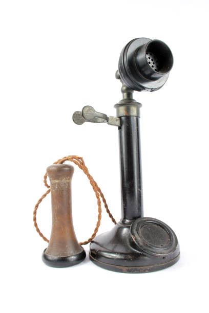 istock Old Fashioned Telephone and Receiver on White Background 870049242