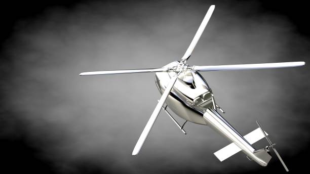 istock 3d rendering of a metalic reflective helicopter on a dark background 870052878