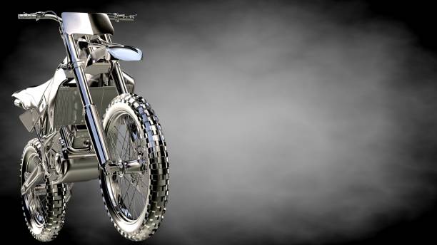 3d rendering of a metalic reflective motor on a dark background