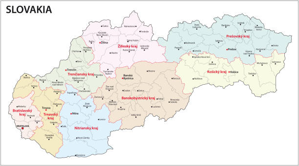 Slovakia administrative and political map Slovakia administrative and political vector map bratislava vector stock illustrations
