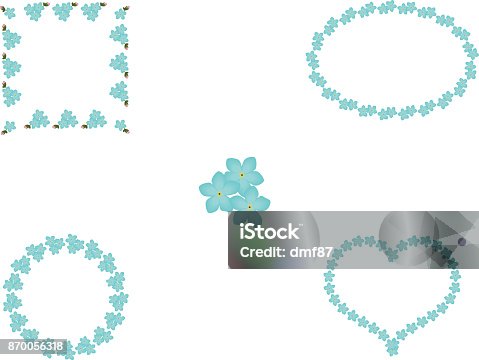 istock Floral set of forget-me-not blue flowers frames, vector 870056318
