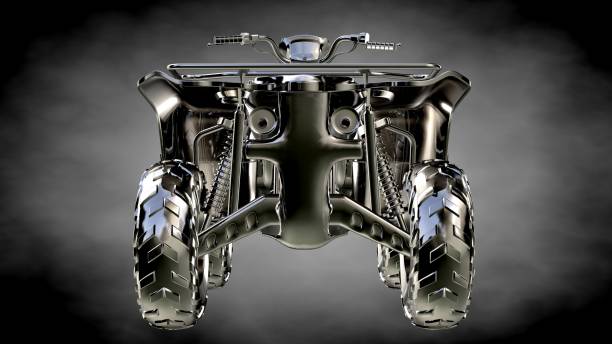 istock 3d rendering of a metalic reflective motor on a dark background 870060264