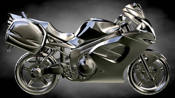 istock 3d rendering of a metalic reflective motor on a dark background 870060794