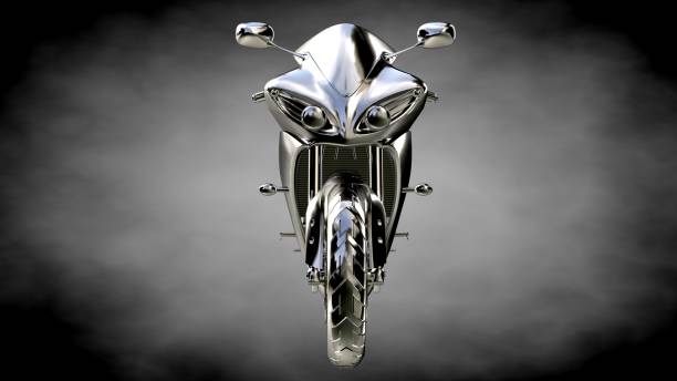 3d rendering of a metalic reflective motor on a dark background