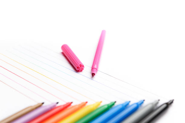 istock Some markers on a white background side view with other marker 870065134
