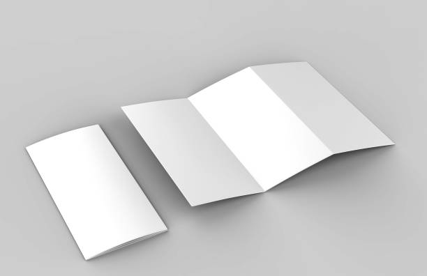 istock Blank white z fold tri fold brochure for mock up template design. 3d render illustration. 870073082